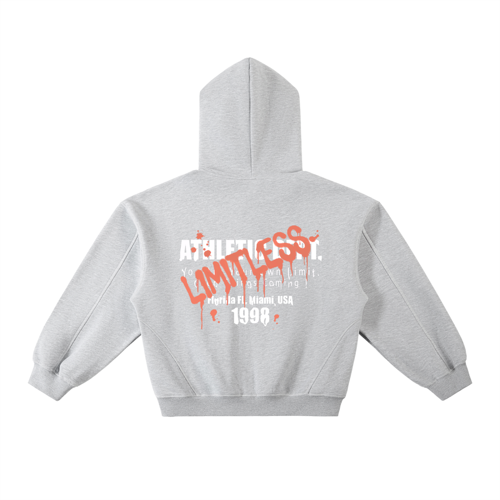 Contrast-Stitched Boxy Fleece Hoodie