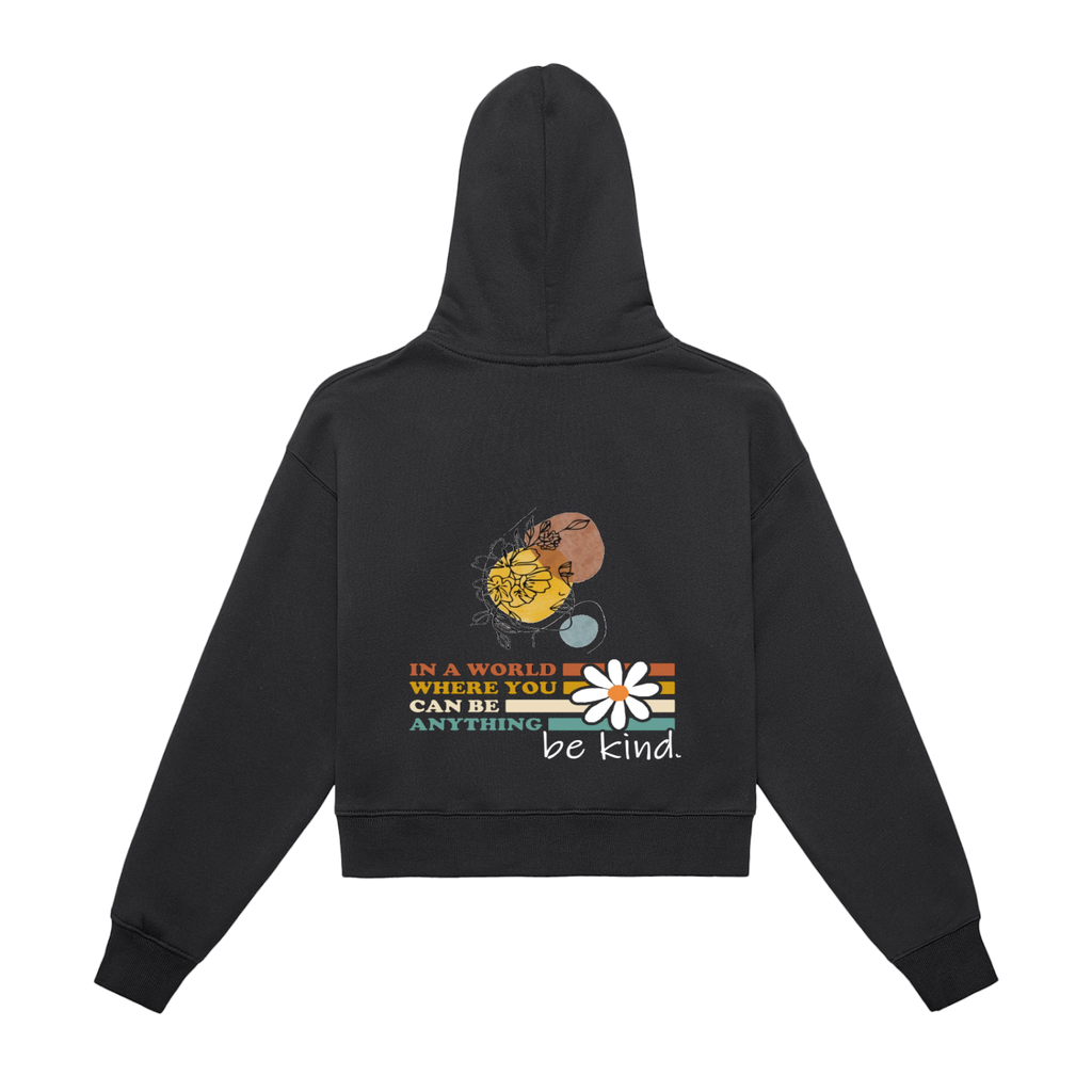 Fleeced Zip-Up Cropped Hoodie