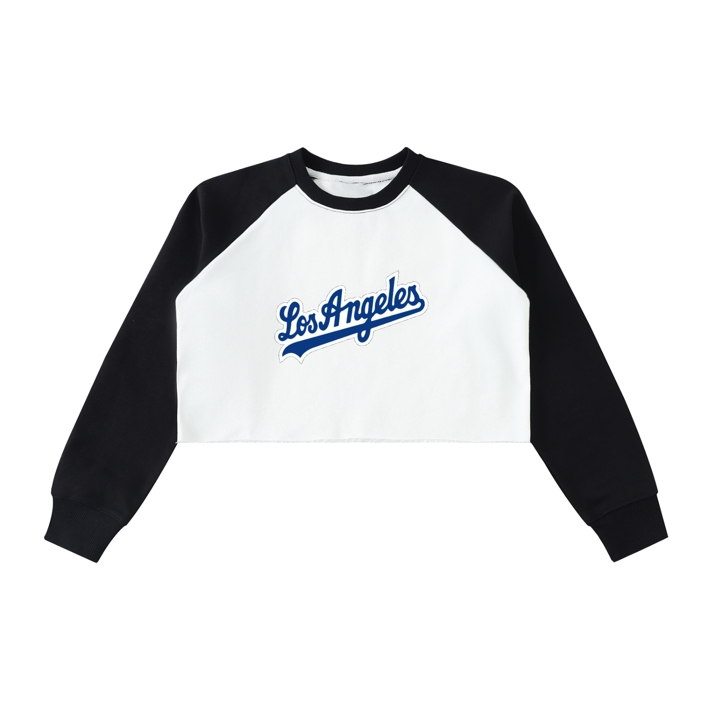 Raw-Hem Color-Block Raglan Crop Sweatshirt