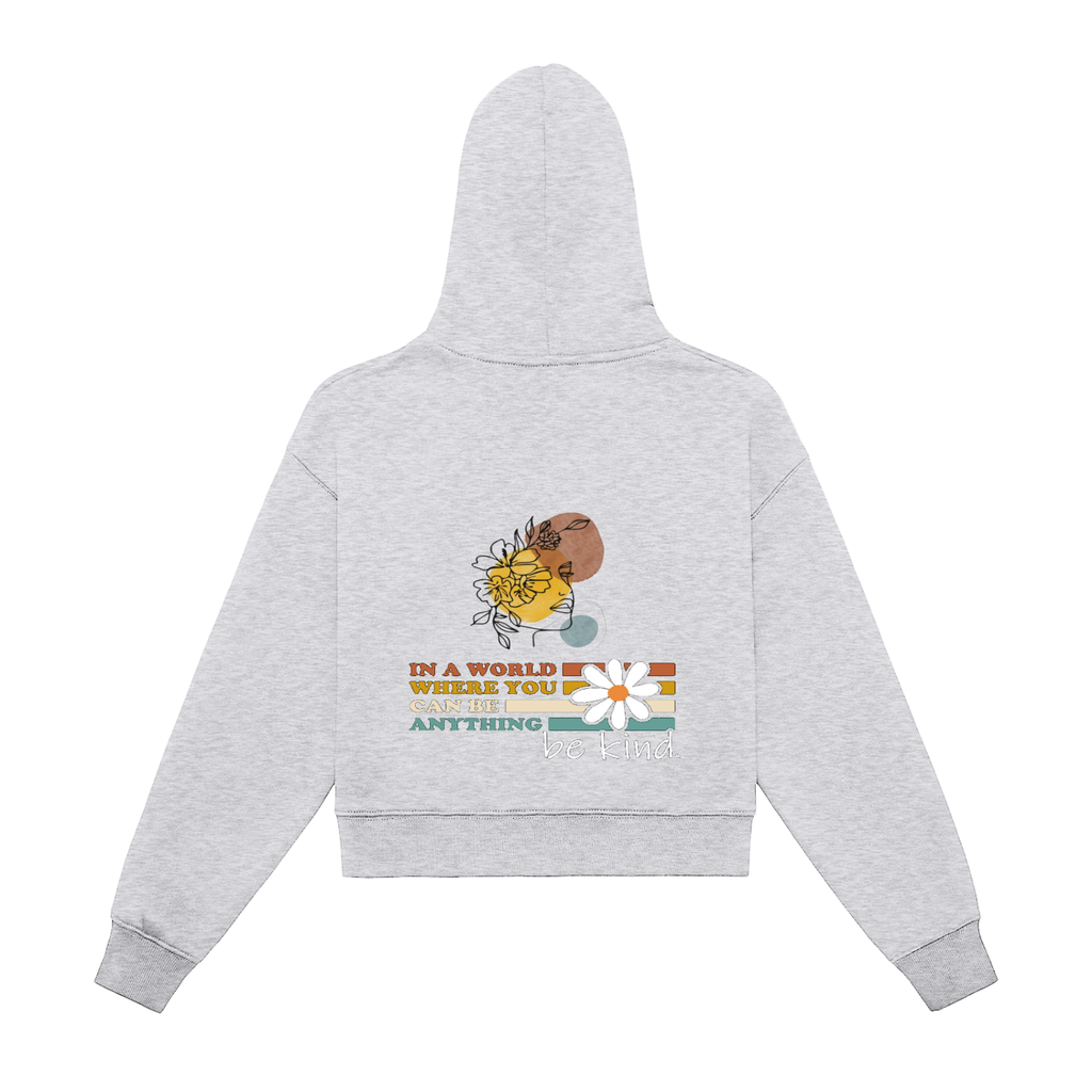 Fleeced Zip-Up Cropped Hoodie