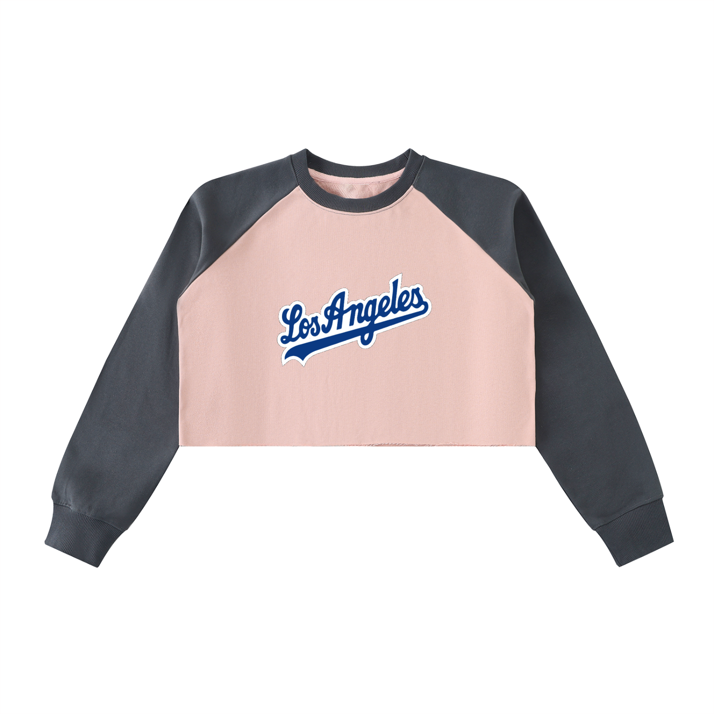 Raw-Hem Color-Block Raglan Crop Sweatshirt