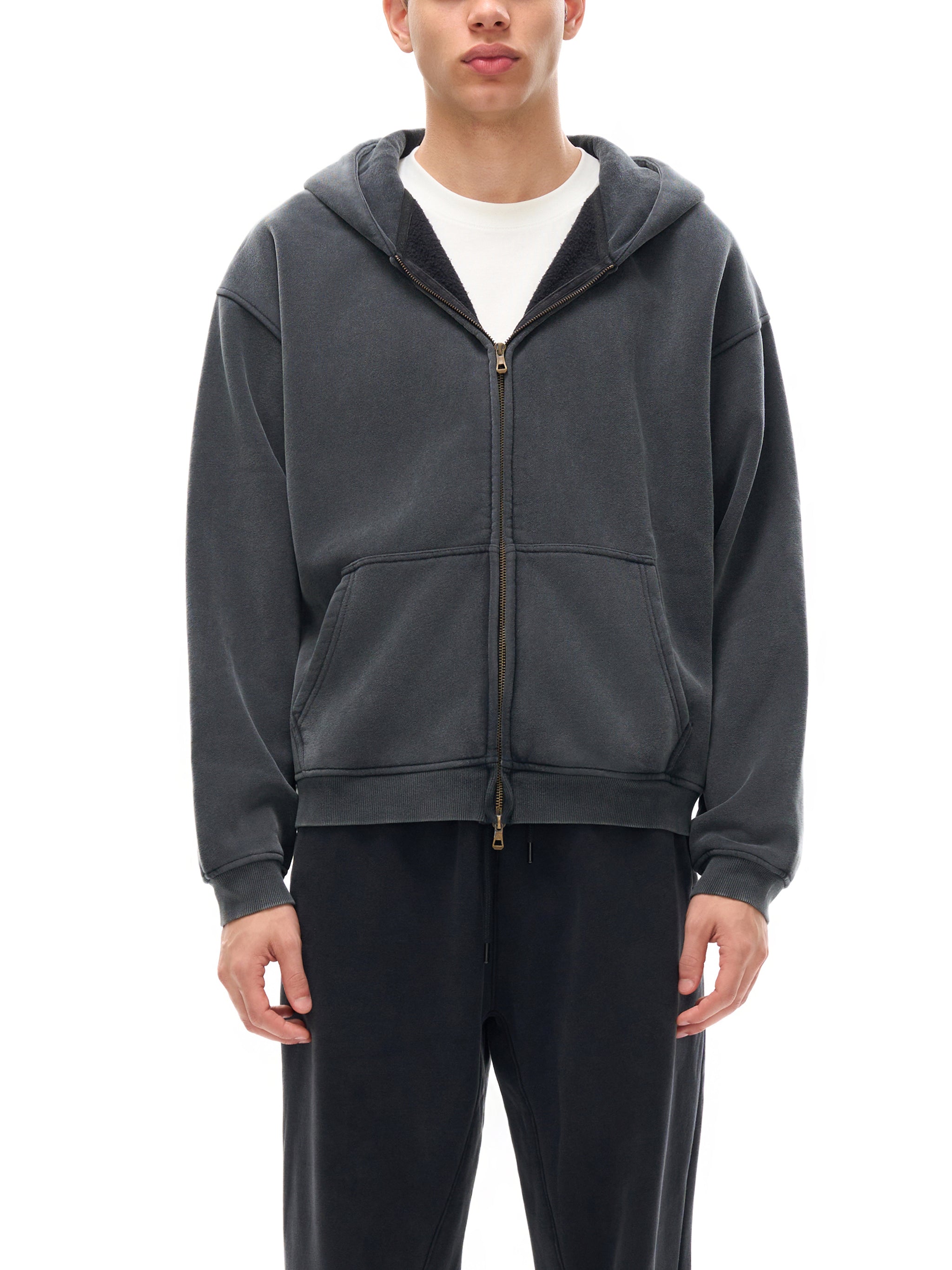 Zip-Through Boxy Fleece Hoodie